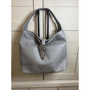 Dooney & Bourke Hobo Logo Lock Shoulder Bag Gray Pebble Handbag Purse